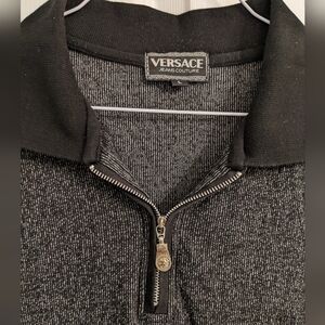 Versace Couture Vintage Gray 1/4 Zip Soft Short Sleeved Shirt